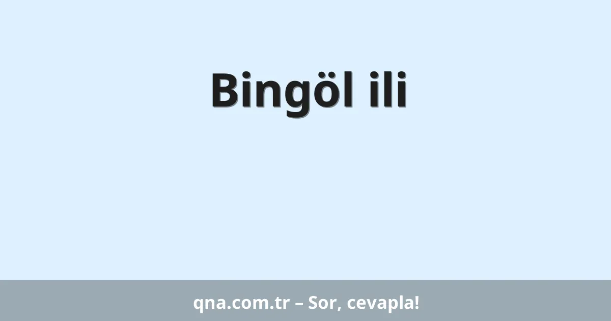 Bingöl ili
