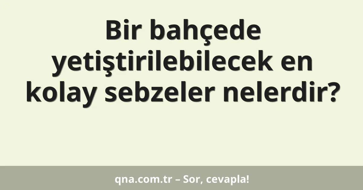 Bir bahçede yetiştirilebilecek en kolay sebzeler nelerdir?