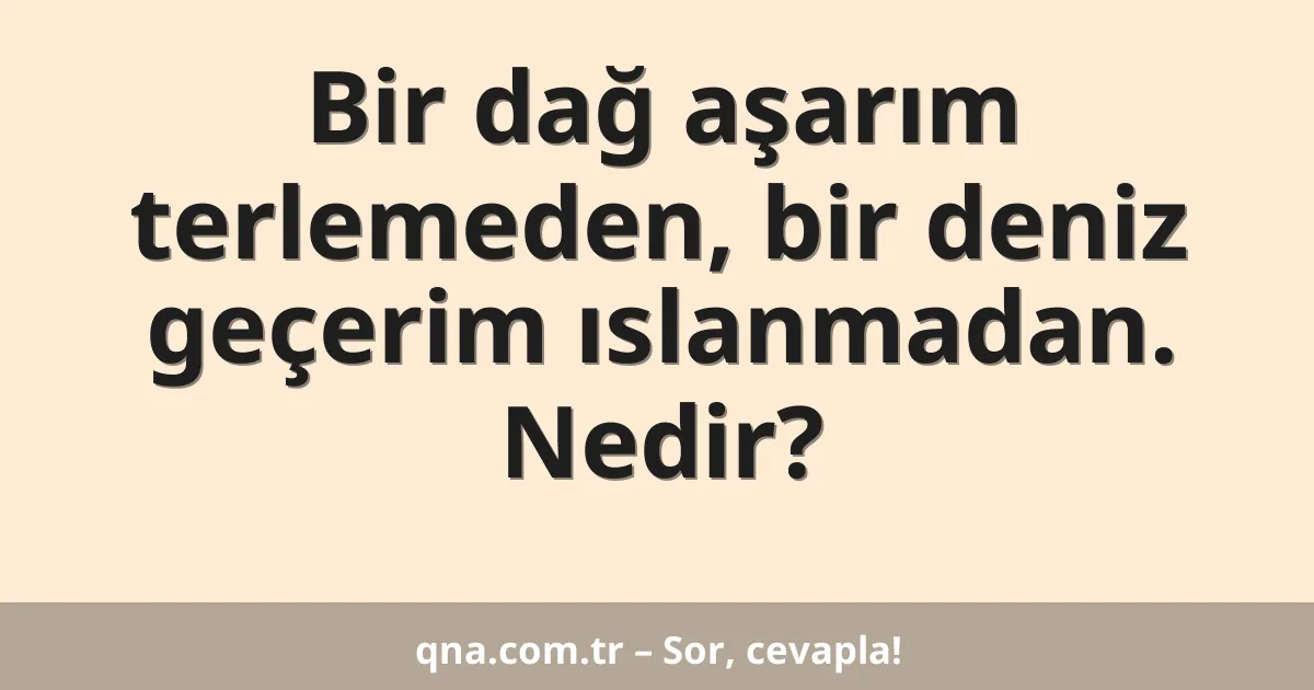 Bir dağ aşarım terlemeden, bir deniz geçerim ıslanmadan. Nedir?