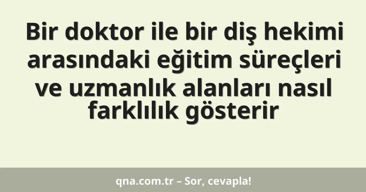 Bir doktor ile bir diş hekimi arasındaki eğitim süreçleri ve uzmanlık alanları nasıl farklılık gösterir