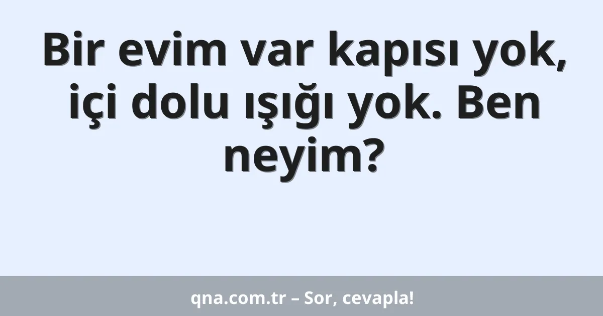 Bir evim var kapısı yok, içi dolu ışığı yok. Ben neyim?