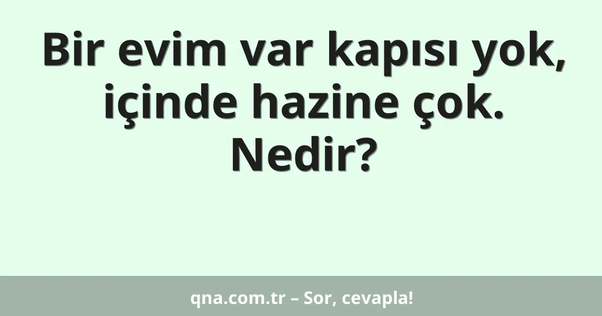 Bir evim var kapısı yok, içinde hazine çok. Nedir?