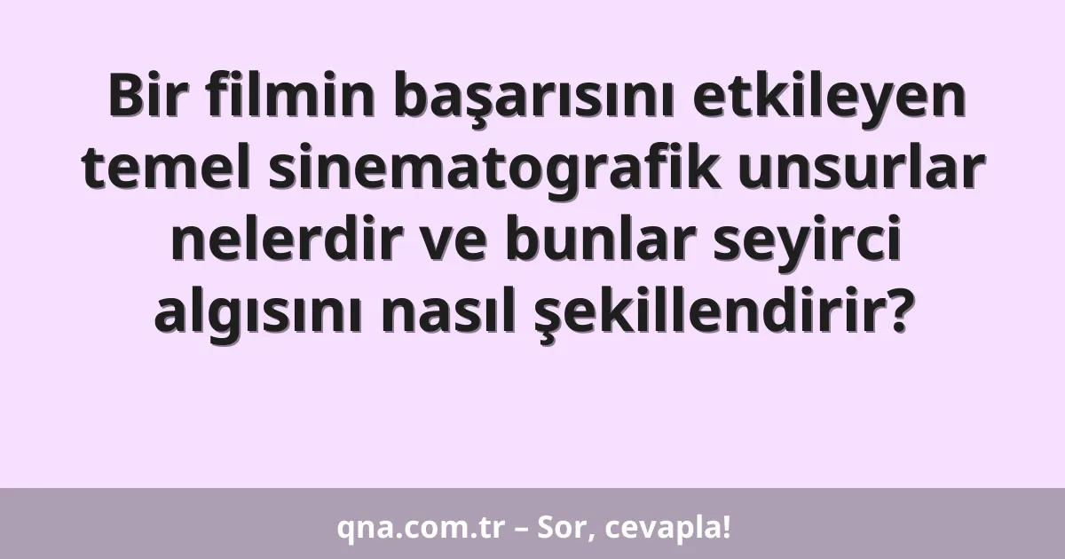 Bir filmin başarısını etkileyen temel sinematografik unsurlar nelerdir ve bunlar seyirci algısını nasıl şekillendirir?
