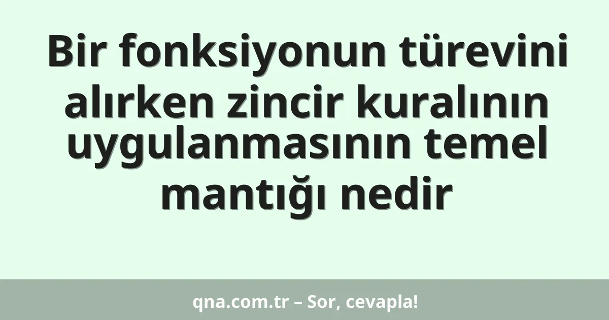 Bir fonksiyonun türevini alırken zincir kuralının uygulanmasının temel mantığı nedir