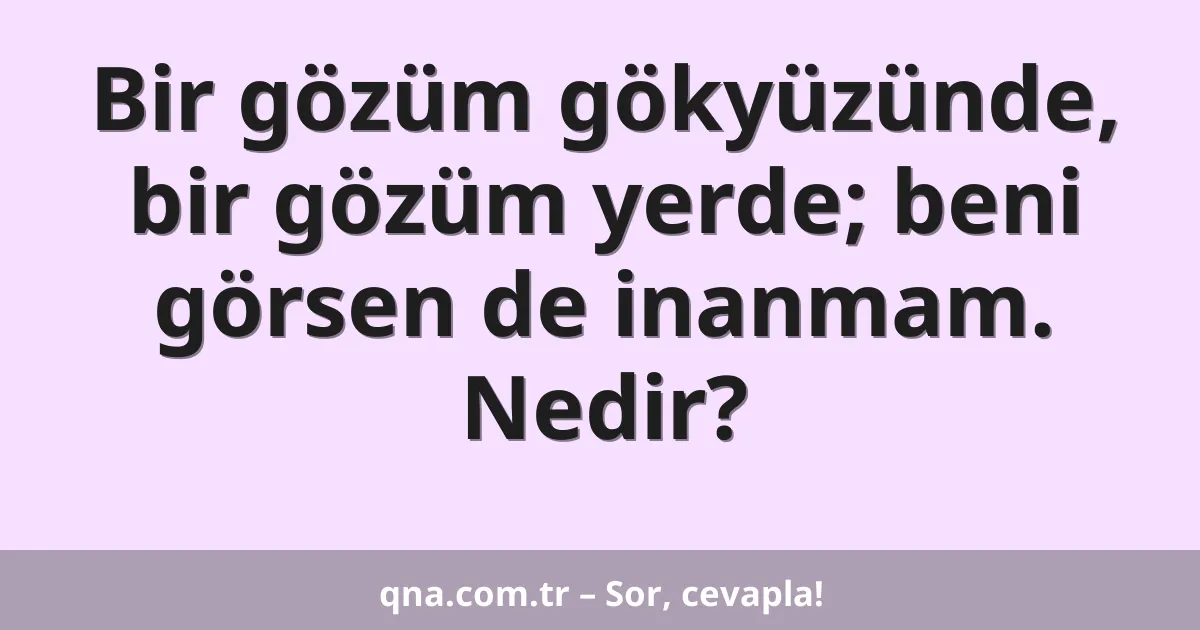 Bir gözüm gökyüzünde, bir gözüm yerde; beni görsen de inanmam. Nedir?