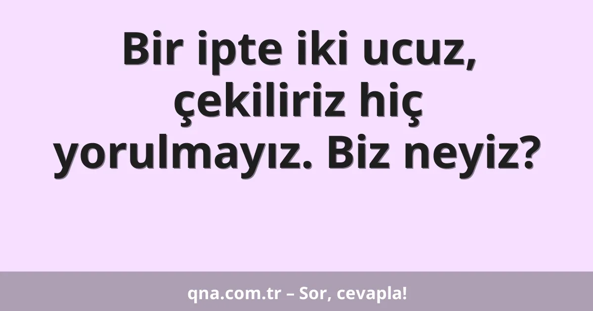 Bir ipte iki ucuz, çekiliriz hiç yorulmayız. Biz neyiz?