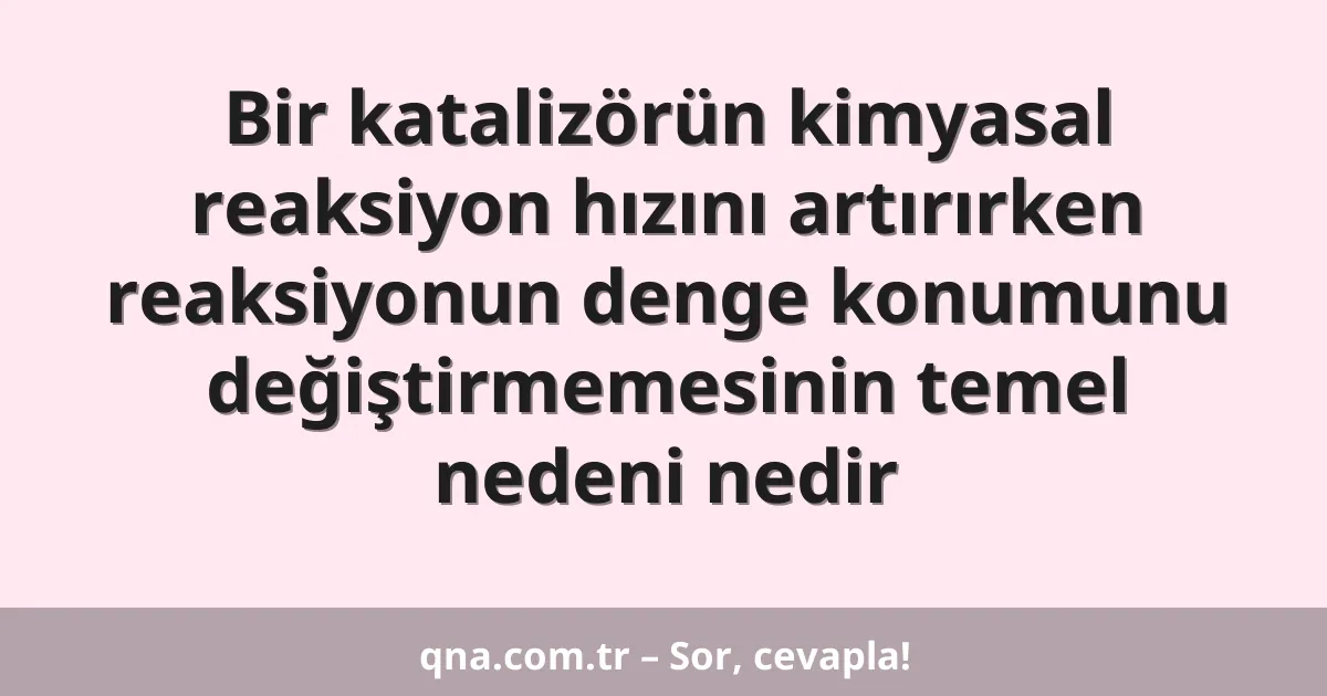 Bir katalizörün kimyasal reaksiyon hızını artırırken reaksiyonun denge konumunu değiştirmemesinin temel nedeni nedir
