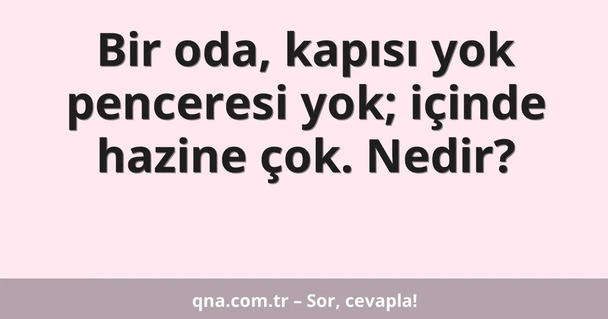Bir oda, kapısı yok penceresi yok; içinde hazine çok. Nedir?