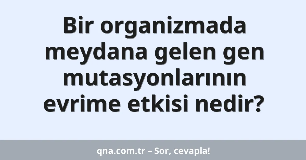 Bir organizmada meydana gelen gen mutasyonlarının evrime etkisi nedir?