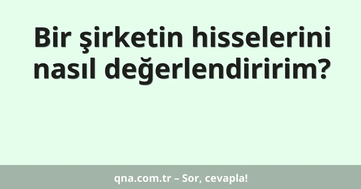 Bir şirketin hisselerini nasıl değerlendiririm?