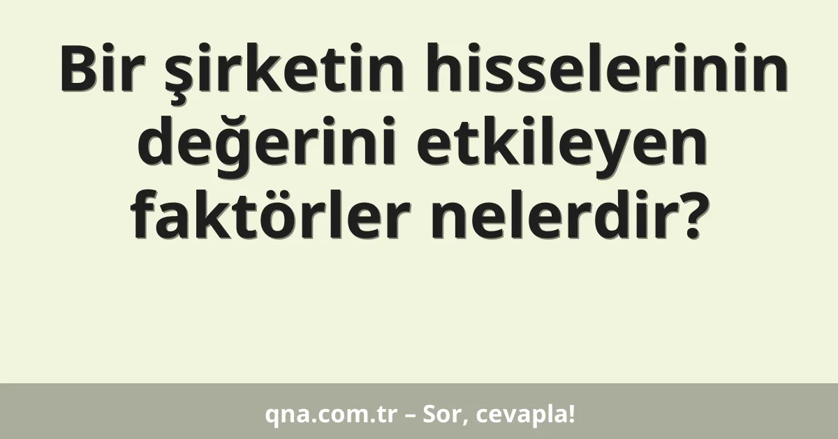 Bir şirketin hisselerinin değerini etkileyen faktörler nelerdir?