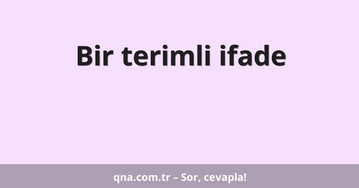 Bir terimli ifade