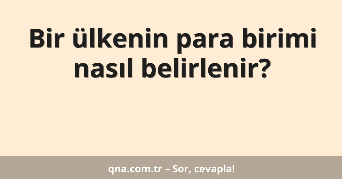 Bir ülkenin para birimi nasıl belirlenir?