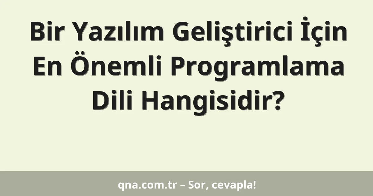 Bir Yazılım Geliştirici İçin En Önemli Programlama Dili Hangisidir?