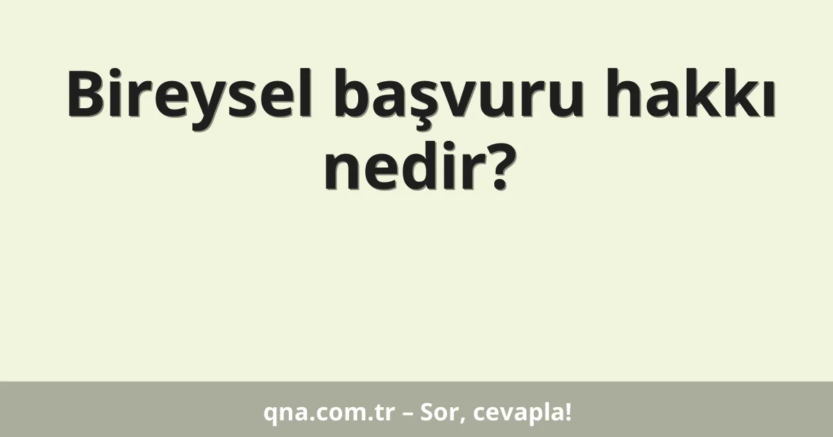 Bireysel başvuru hakkı nedir?