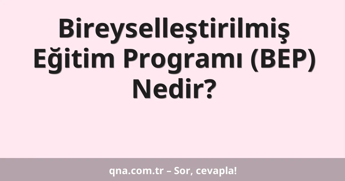 Bireyselleştirilmiş Eğitim Programı (BEP) Nedir?