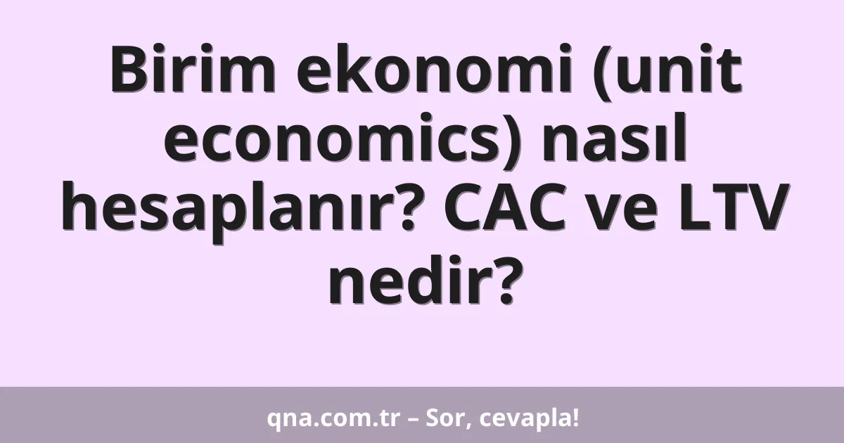 Birim ekonomi (unit economics) nasıl hesaplanır? CAC ve LTV nedir?