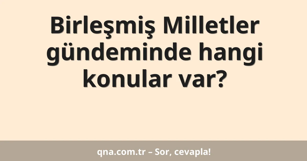 Birleşmiş Milletler gündeminde hangi konular var?