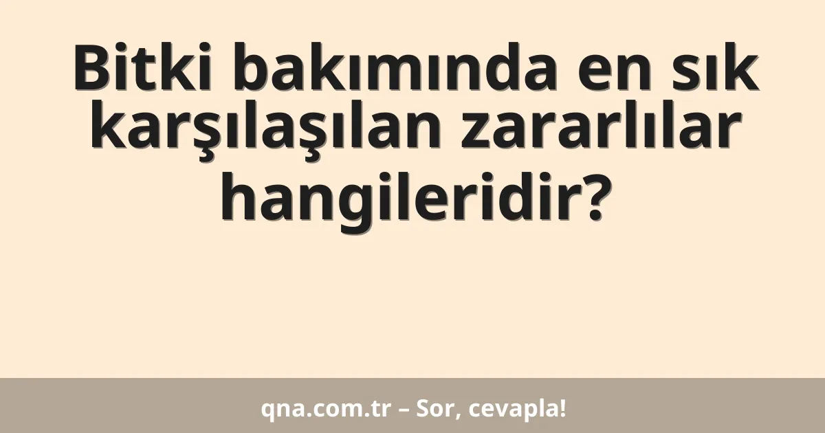 Bitki bakımında en sık karşılaşılan zararlılar hangileridir?