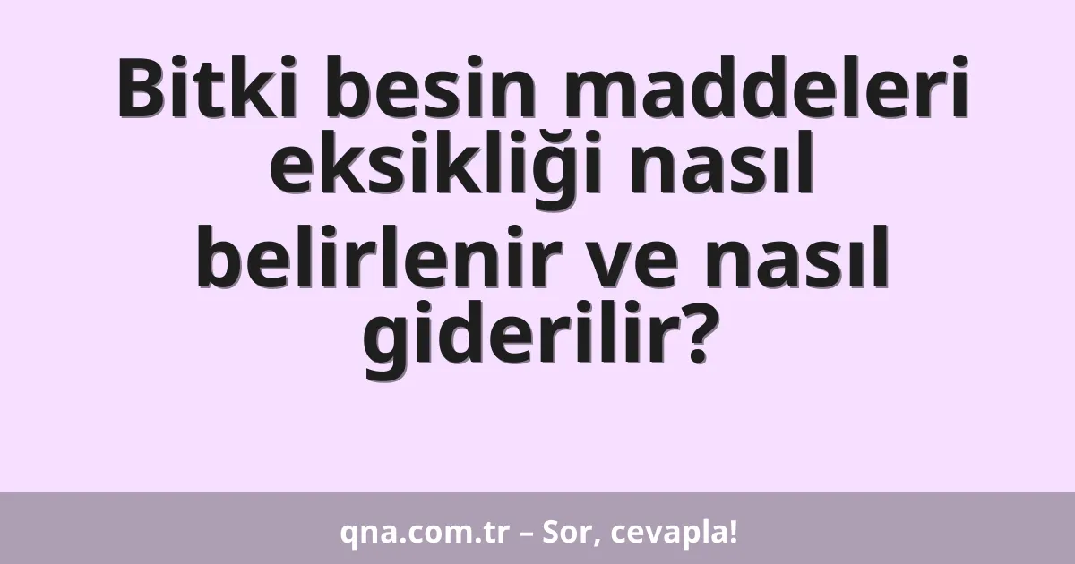 Bitki besin maddeleri eksikliği nasıl belirlenir ve nasıl giderilir?