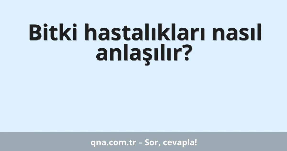 Bitki hastalıkları nasıl anlaşılır?