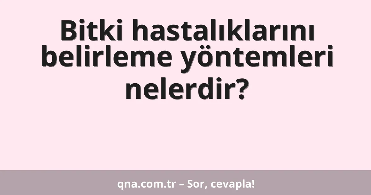 Bitki hastalıklarını belirleme yöntemleri nelerdir?