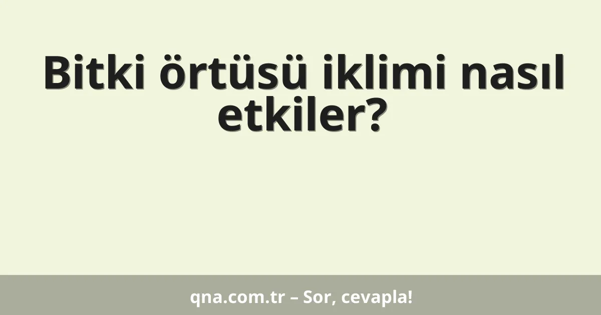Bitki örtüsü iklimi nasıl etkiler?