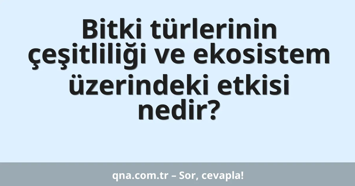 Bitki türlerinin çeşitliliği ve ekosistem üzerindeki etkisi nedir?