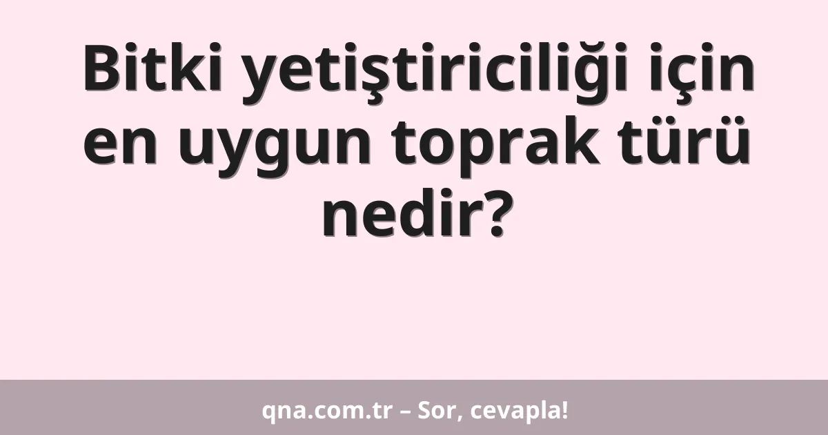 Bitki yetiştiriciliği için en uygun toprak türü nedir?