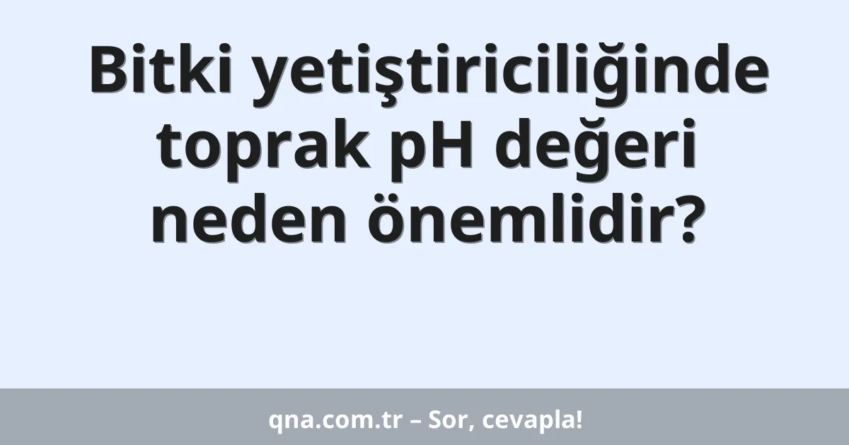 Bitki yetiştiriciliğinde toprak pH değeri neden önemlidir?