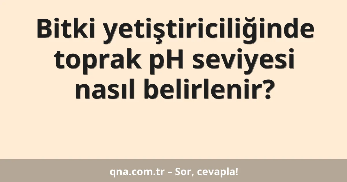 Bitki yetiştiriciliğinde toprak pH seviyesi nasıl belirlenir?