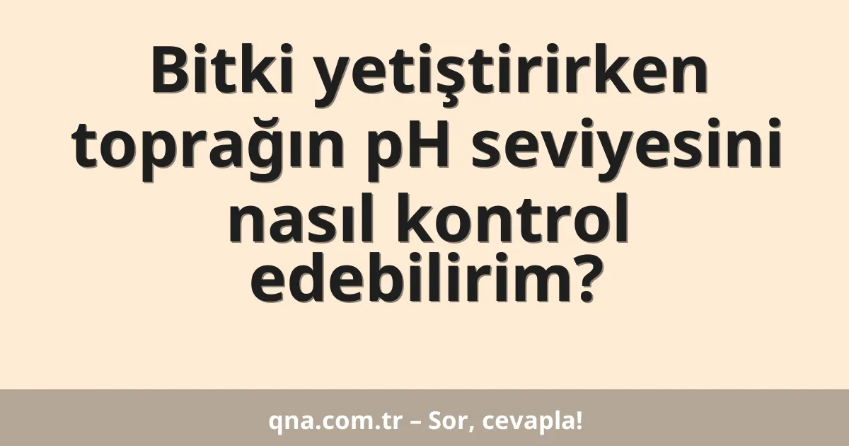 Bitki yetiştirirken toprağın pH seviyesini nasıl kontrol edebilirim?