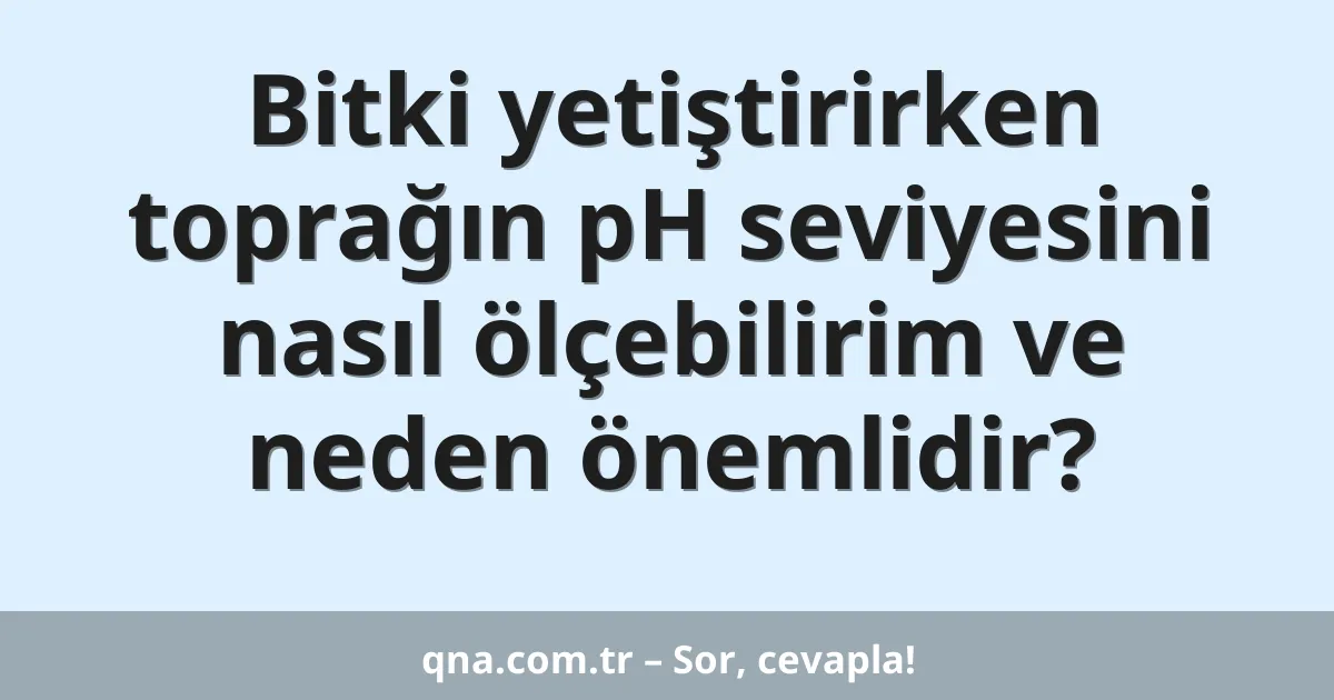 Bitki yetiştirirken toprağın pH seviyesini nasıl ölçebilirim ve neden önemlidir?