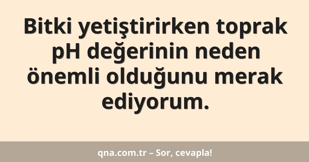 Bitki yetiştirirken toprak pH değerinin neden önemli olduğunu merak ediyorum.