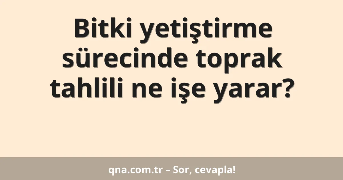 Bitki yetiştirme sürecinde toprak tahlili ne işe yarar?