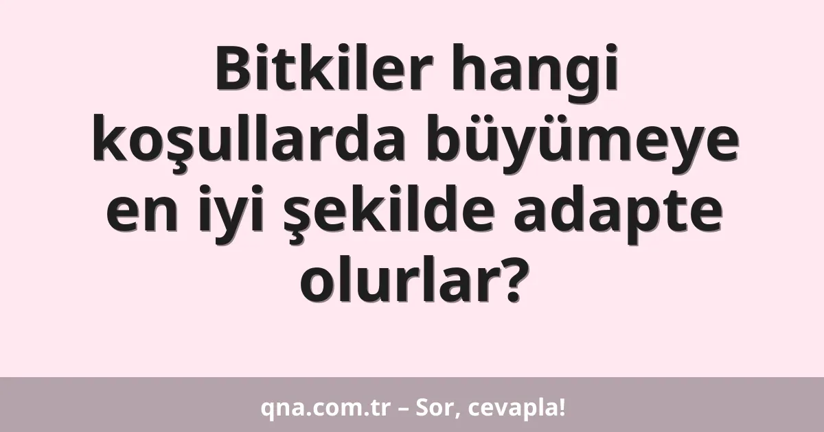 Bitkiler hangi koşullarda büyümeye en iyi şekilde adapte olurlar?
