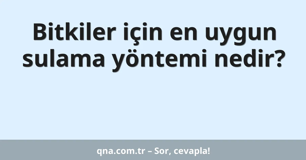 Bitkiler için en uygun sulama yöntemi nedir?