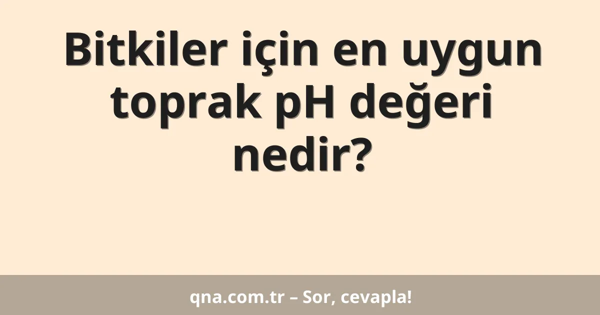 Bitkiler için en uygun toprak pH değeri nedir?