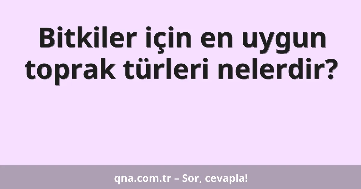 Bitkiler için en uygun toprak türleri nelerdir?