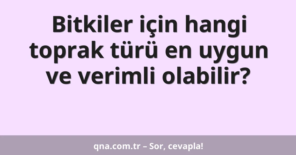 Bitkiler için hangi toprak türü en uygun ve verimli olabilir?