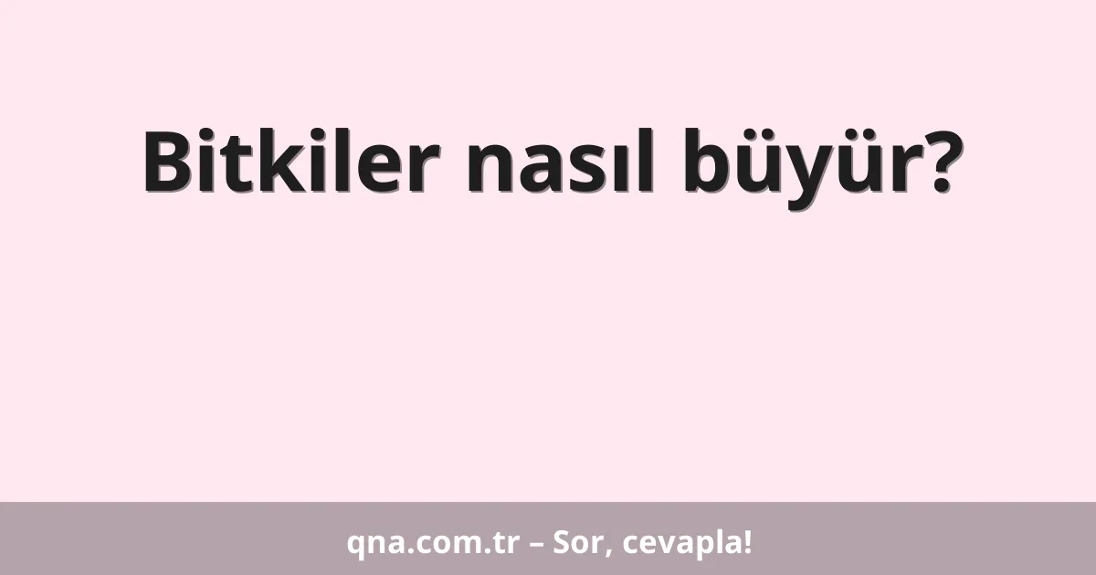 Bitkiler nasıl büyür?