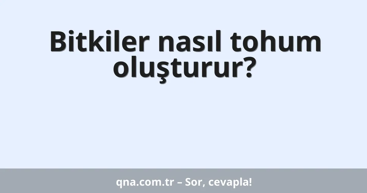 Bitkiler nasıl tohum oluşturur?