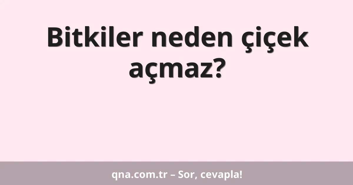 Bitkiler neden çiçek açmaz?