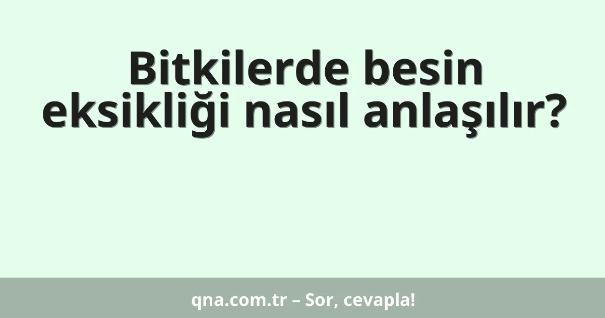 Bitkilerde besin eksikliği nasıl anlaşılır?