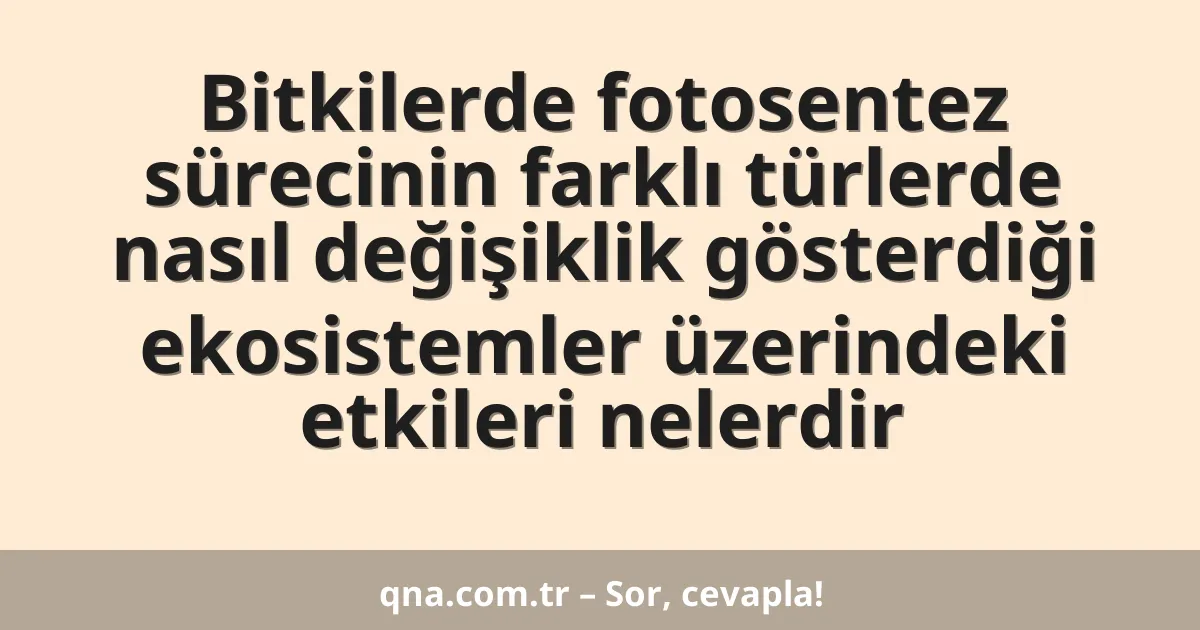 Bitkilerde fotosentez sürecinin farklı türlerde nasıl değişiklik gösterdiği ekosistemler üzerindeki etkileri nelerdir