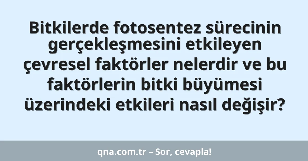Bitkilerde fotosentez sürecinin gerçekleşmesini etkileyen çevresel faktörler nelerdir ve bu faktörlerin bitki büyümesi üzerindeki etkileri nasıl değişir?
