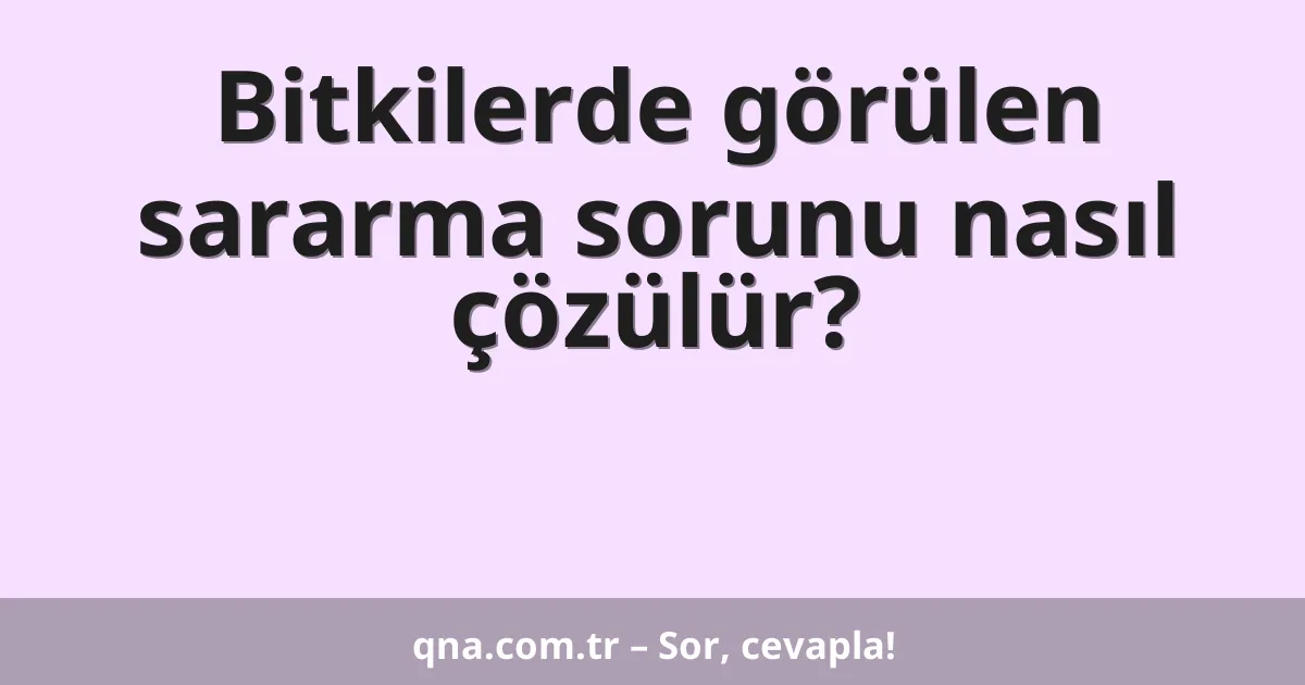 Bitkilerde görülen sararma sorunu nasıl çözülür?