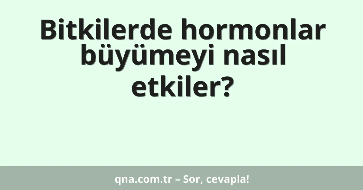 Bitkilerde hormonlar büyümeyi nasıl etkiler?