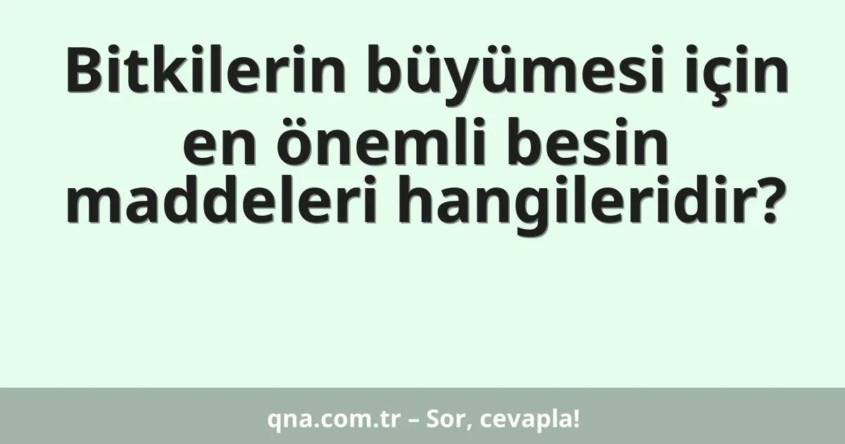 Bitkilerin büyümesi için en önemli besin maddeleri hangileridir?