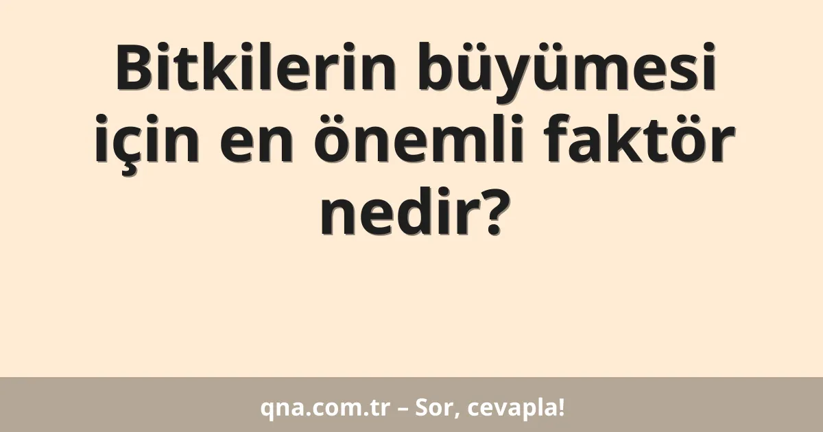 Bitkilerin büyümesi için en önemli faktör nedir?